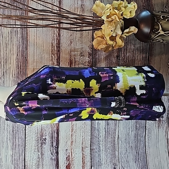 NEW STYLE & CO MULTI-COLOR 3/4 EMBELLISHED SLEEVE PULLOVER TUNIC - Picture 4 of 13